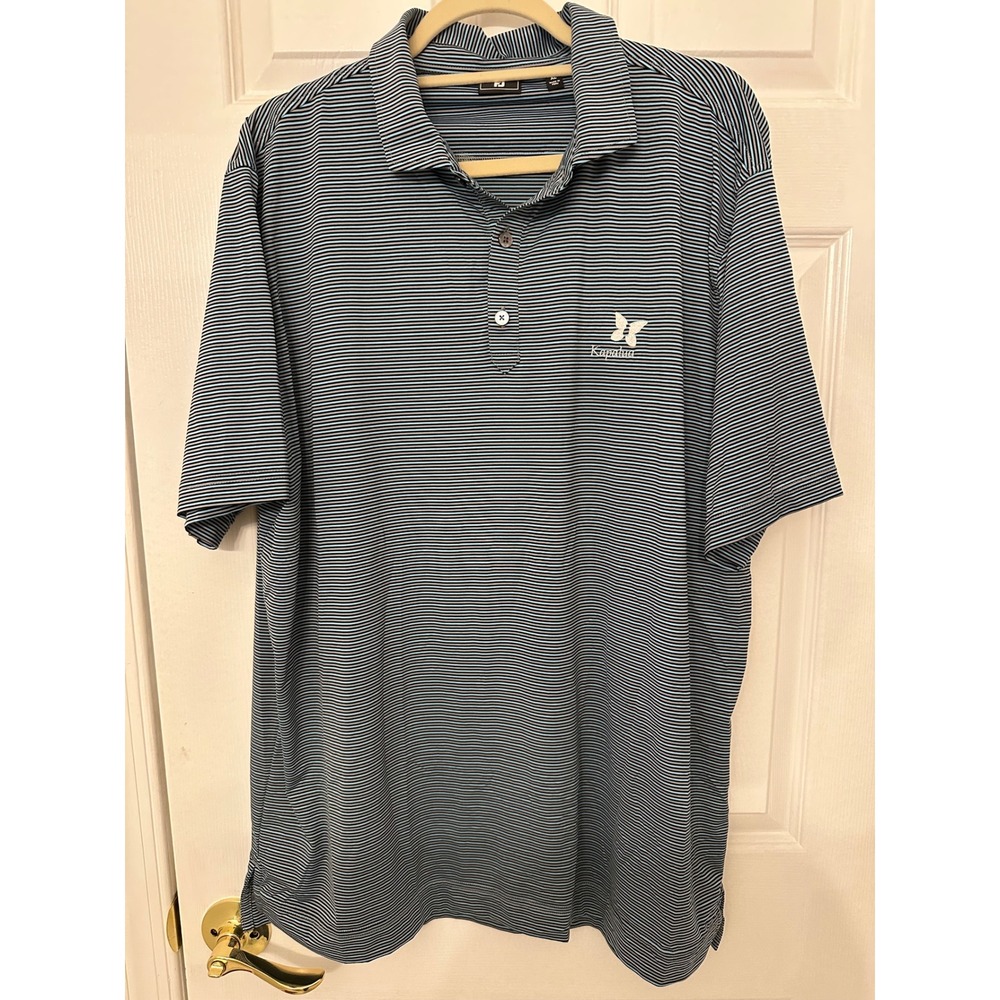 FootJoy Kapalua Golf Polo Shirt Mens XL Blue Striped Short Sleeve Performance